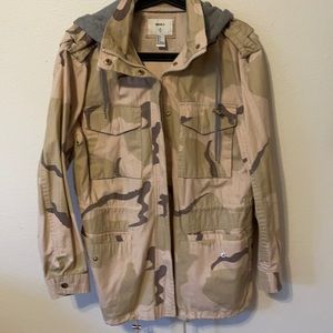 Forever 21 Hooded Beige Camo Utility Jacket